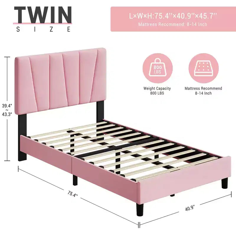 Bed Frame with Adjustable Headboard, Linen Upholstered Platform Bed Frame with Strong Wooden Slats, Mattress Foundation