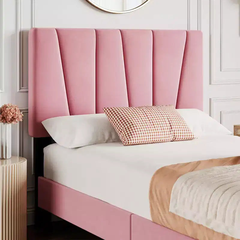 Bed Frame with Adjustable Headboard, Linen Upholstered Platform Bed Frame with Strong Wooden Slats, Mattress Foundation
