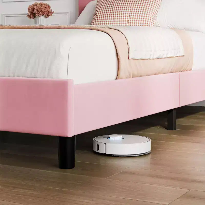 Bed Frame with Adjustable Headboard, Linen Upholstered Platform Bed Frame with Strong Wooden Slats, Mattress Foundation