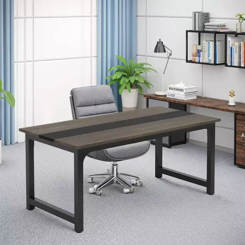 MAYEERTY 70.8 Inch Conference Table, 6-Seater Office Meeting Desk with E1 Engineered Wood & Metal Frame