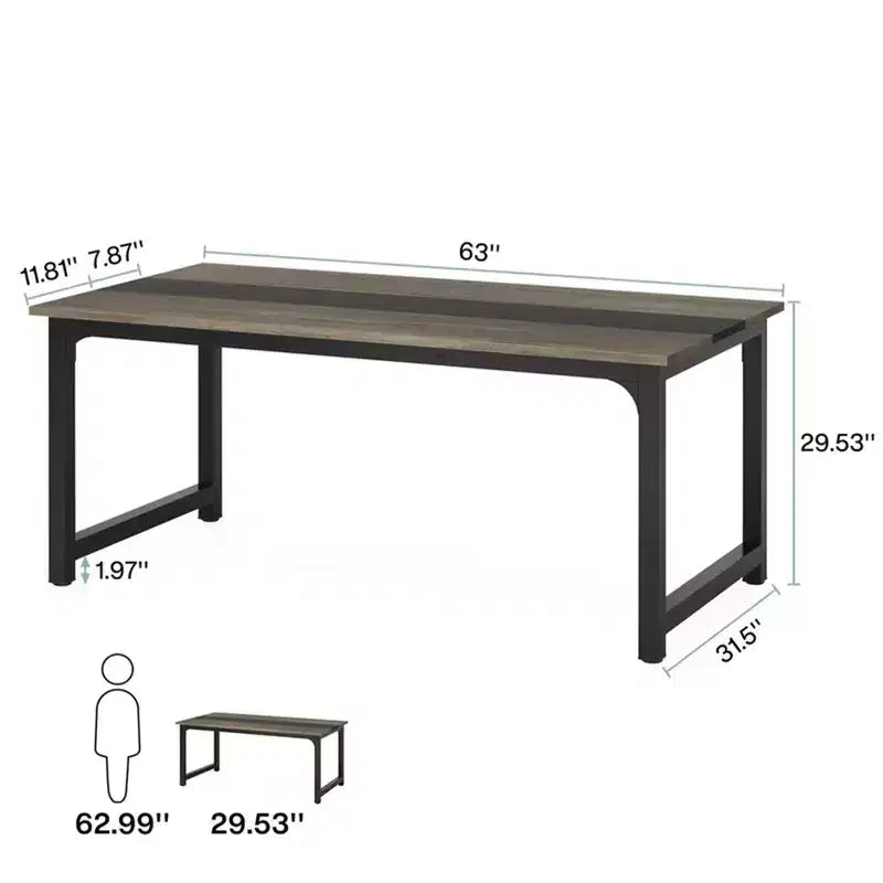 MAYEERTY 70.8 Inch Conference Table, 6-Seater Office Meeting Desk with E1 Engineered Wood & Metal Frame