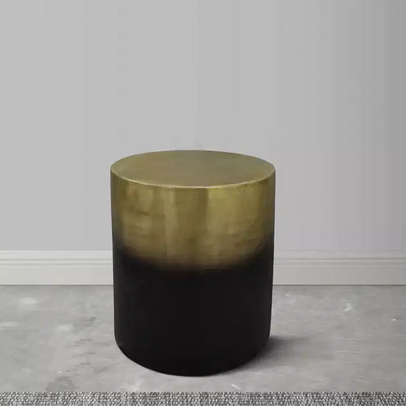 Royal Hampton 20 Inch Side Table with Round Drum Shape | Antique Brass Ombre