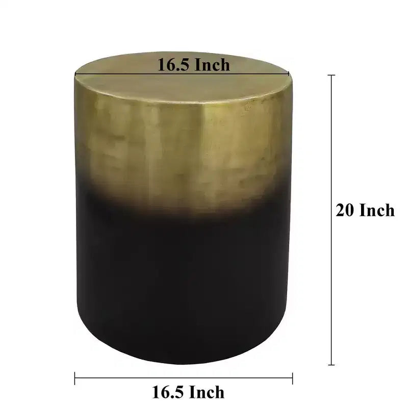 Royal Hampton 20 Inch Side Table with Round Drum Shape | Antique Brass Ombre