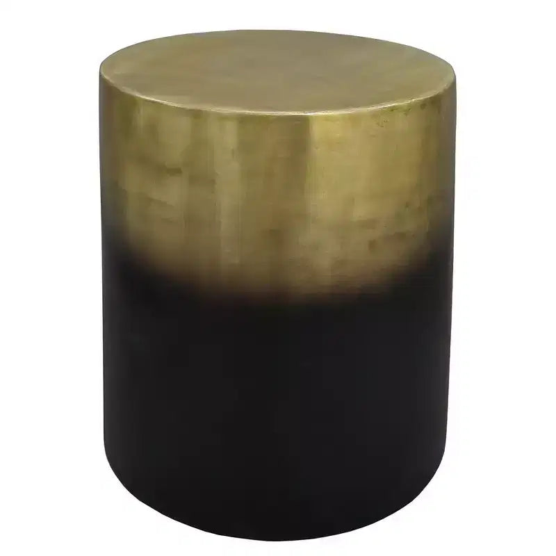 Royal Hampton 20 Inch Side Table with Round Drum Shape | Antique Brass Ombre