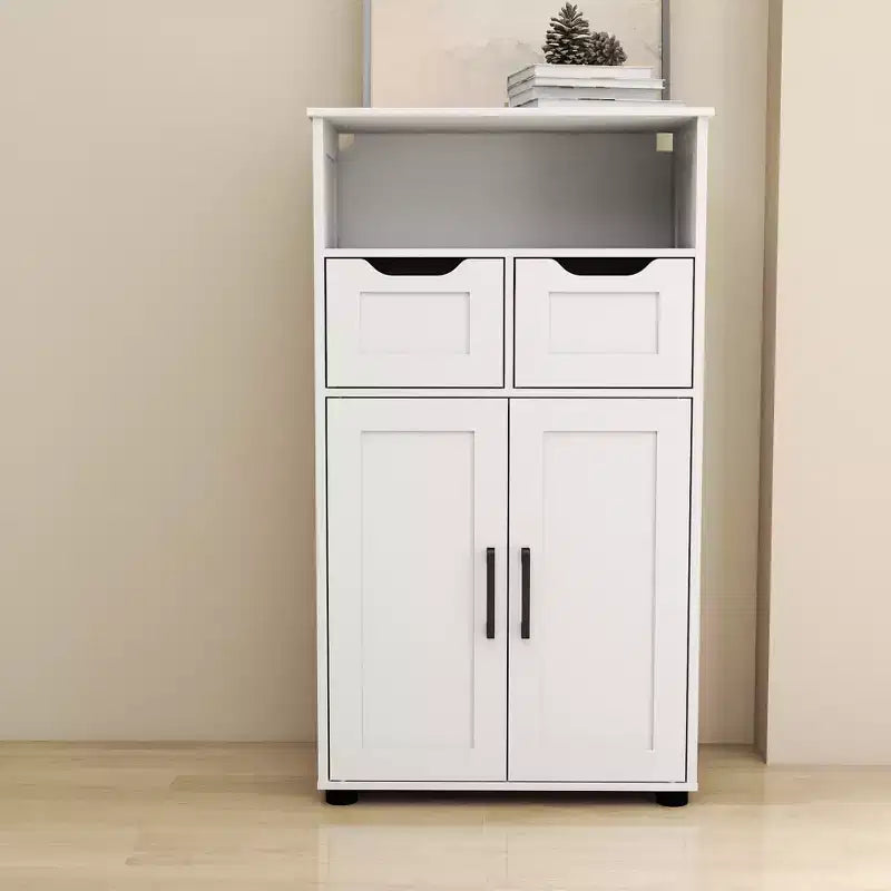 Bathroom Cabinet with Doors and Drawers, Freestanding Bathroom Storage Cabinet, Adjustable Shelves
