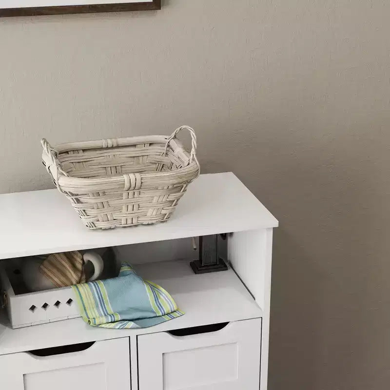 Bathroom Cabinet with Doors and Drawers, Freestanding Bathroom Storage Cabinet, Adjustable Shelves