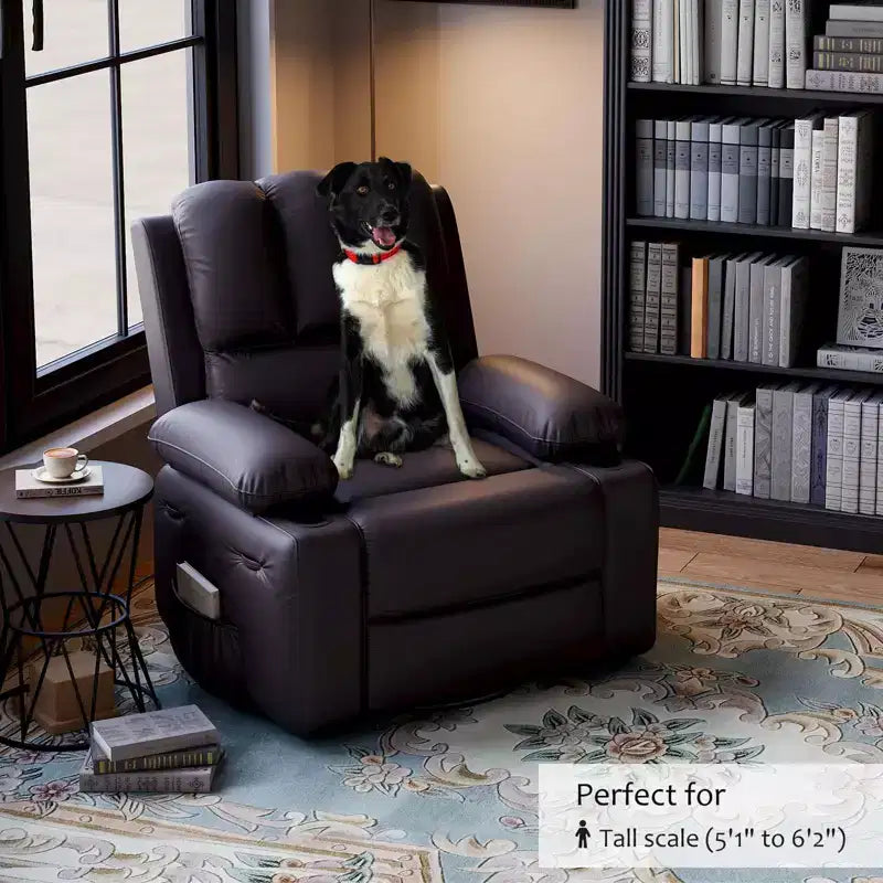 Leather Recliner Chair, Manual Recliner w/Comfortable Arms and Cup Holders for Living Room CF8011