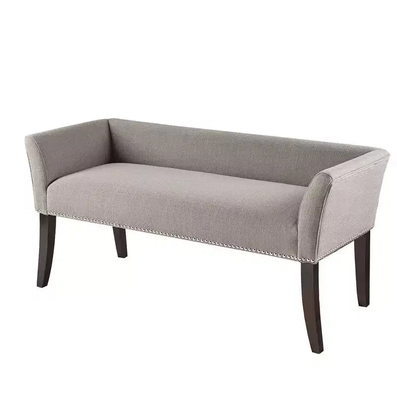 Okak Accent Nailhead Trim Ottoman Bench with Back & Flared Arms,Upholstered Shoe Bench Bedroom Bench for Living Room,Bedside
