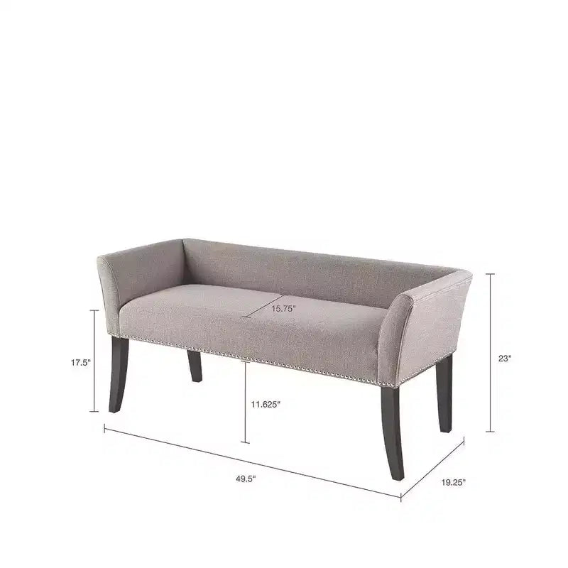 Okak Accent Nailhead Trim Ottoman Bench with Back & Flared Arms,Upholstered Shoe Bench Bedroom Bench for Living Room,Bedside