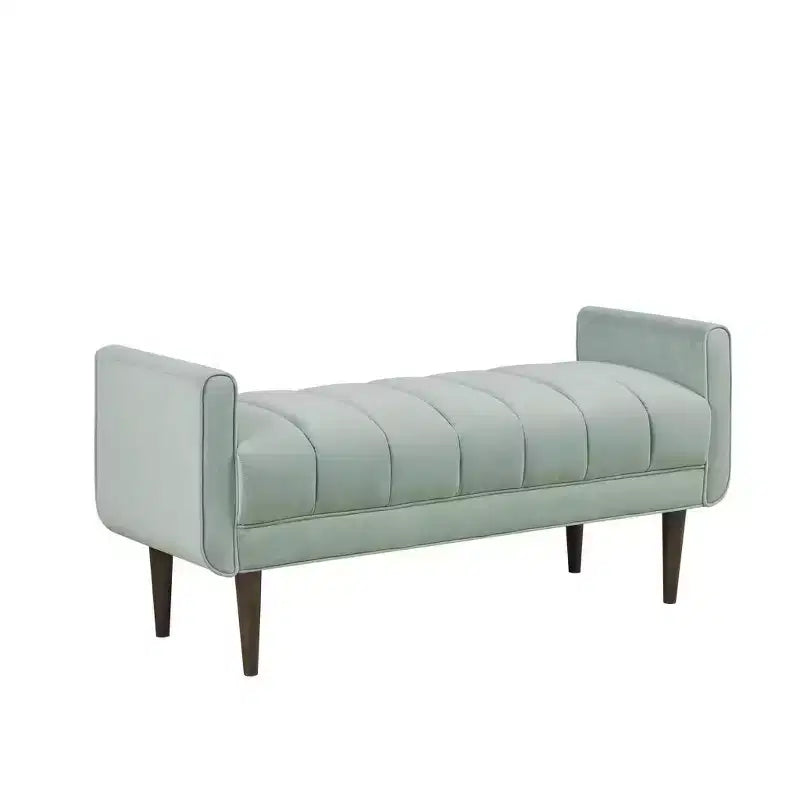Okak Accent Nailhead Trim Ottoman Bench with Back & Flared Arms,Upholstered Shoe Bench Bedroom Bench for Living Room,Bedside