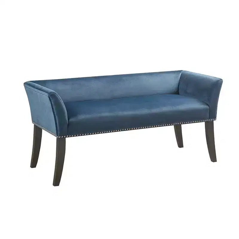Okak Accent Nailhead Trim Ottoman Bench with Back & Flared Arms,Upholstered Shoe Bench Bedroom Bench for Living Room,Bedside