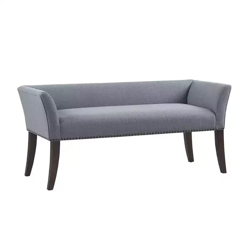 Okak Accent Nailhead Trim Ottoman Bench with Back & Flared Arms,Upholstered Shoe Bench Bedroom Bench for Living Room,Bedside