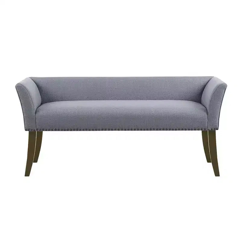 Okak Accent Nailhead Trim Ottoman Bench with Back & Flared Arms,Upholstered Shoe Bench Bedroom Bench for Living Room,Bedside