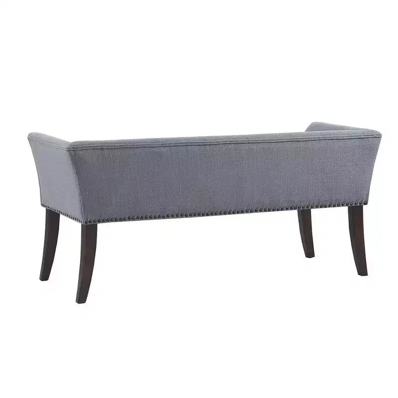 Okak Accent Nailhead Trim Ottoman Bench with Back & Flared Arms,Upholstered Shoe Bench Bedroom Bench for Living Room,Bedside