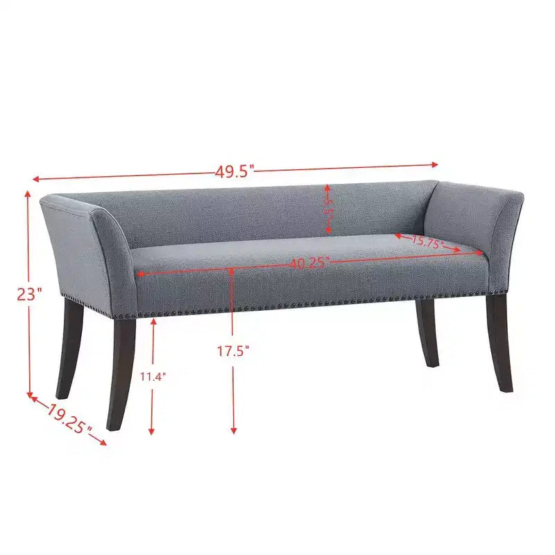 Okak Accent Nailhead Trim Ottoman Bench with Back & Flared Arms,Upholstered Shoe Bench Bedroom Bench for Living Room,Bedside
