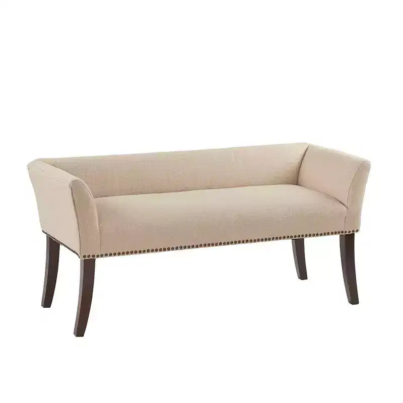 Okak Accent Nailhead Trim Ottoman Bench with Back & Flared Arms,Upholstered Shoe Bench Bedroom Bench for Living Room,Bedside