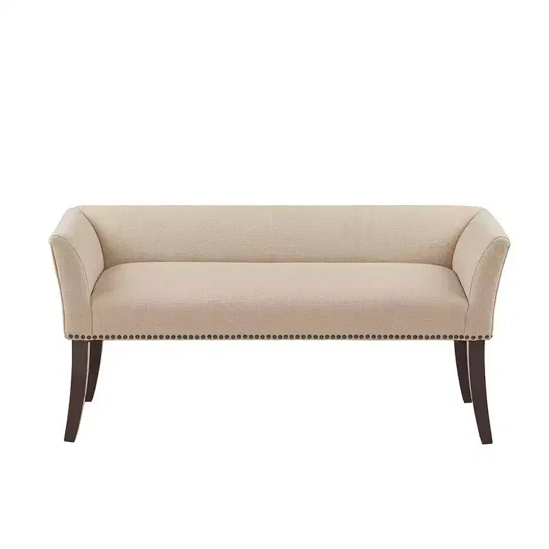 Okak Accent Nailhead Trim Ottoman Bench with Back & Flared Arms,Upholstered Shoe Bench Bedroom Bench for Living Room,Bedside