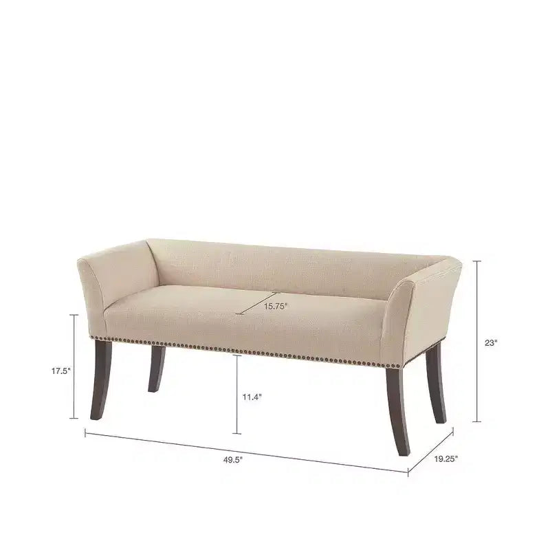 Okak Accent Nailhead Trim Ottoman Bench with Back & Flared Arms,Upholstered Shoe Bench Bedroom Bench for Living Room,Bedside