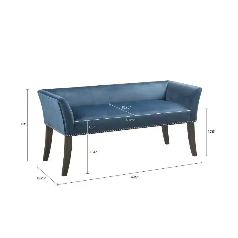 Okak Accent Nailhead Trim Ottoman Bench with Back & Flared Arms,Upholstered Shoe Bench Bedroom Bench for Living Room,Bedside