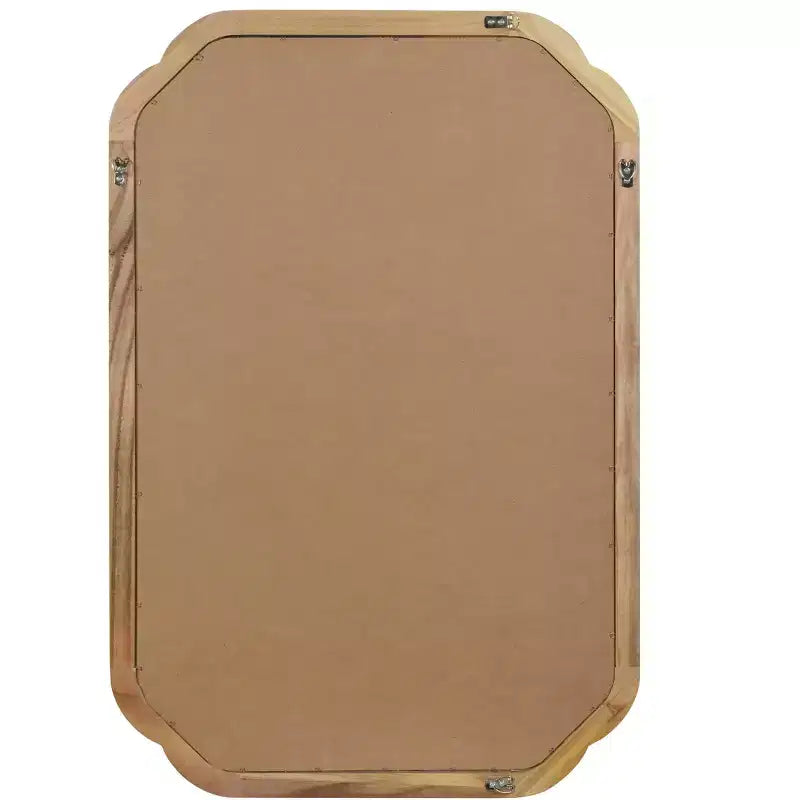 MAYEERTY 20 x 30 Solid Wood Frame Rounded Corner Decorative Mirror for Bedroom Bathroom Living Room Natural Wood