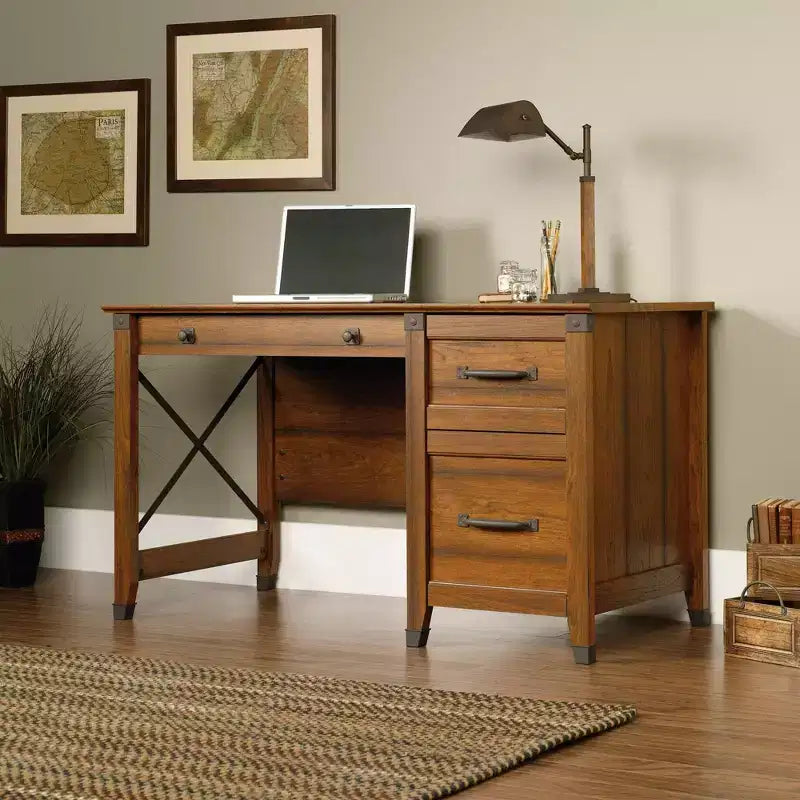 HomeStock 29.75 in.H Brown Color Wood Writing Desks with All Purpose Drawer