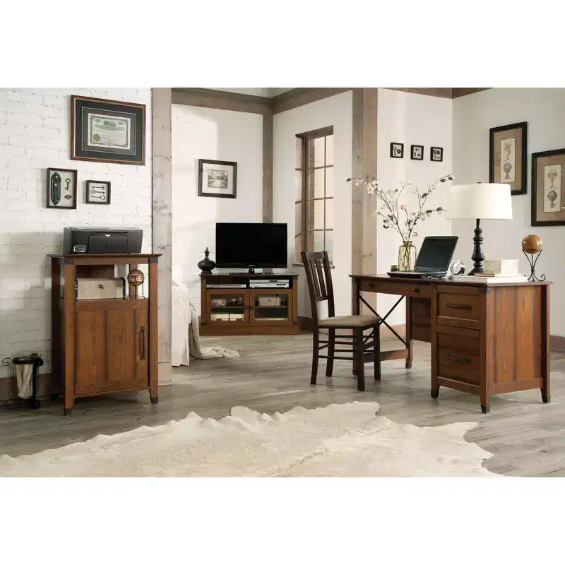 HomeStock 29.75 in.H Brown Color Wood Writing Desks with All Purpose Drawer