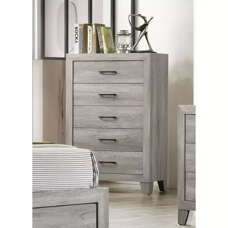 Okak Modern Wooden Dresser for Bedroom with 4 Drawers, Storage Chest of Drawers Nightstand Bed Side Cabinet for Living Room Hallway