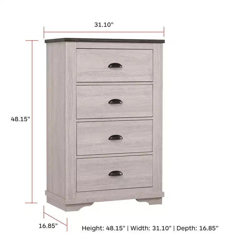 Okak Modern Wooden Dresser for Bedroom with 4 Drawers, Storage Chest of Drawers Nightstand Bed Side Cabinet for Living Room Hallway