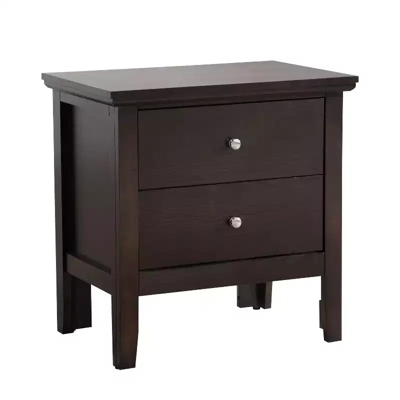 HomeStock Espresso Nightstand 24W x 24D x 16H Two Drawers Transitional Style
