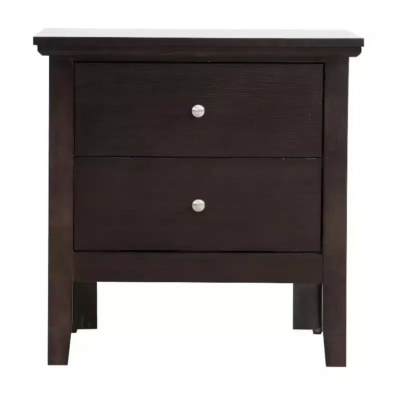 HomeStock Espresso Nightstand 24W x 24D x 16H Two Drawers Transitional Style