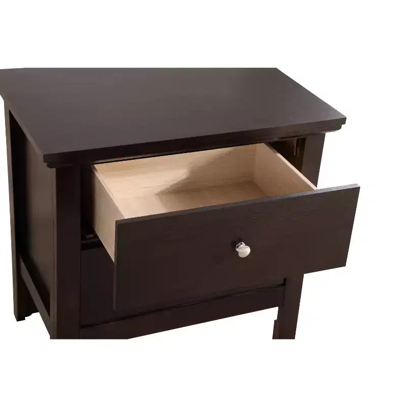 HomeStock Espresso Nightstand 24W x 24D x 16H Two Drawers Transitional Style