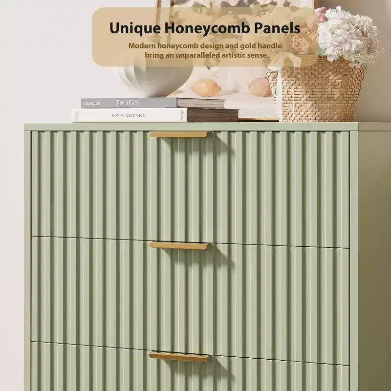 Fluted Drawer Storage Dresser, Chest with Ample Deep Drawers and Wide Top, Dresser for Bedroom