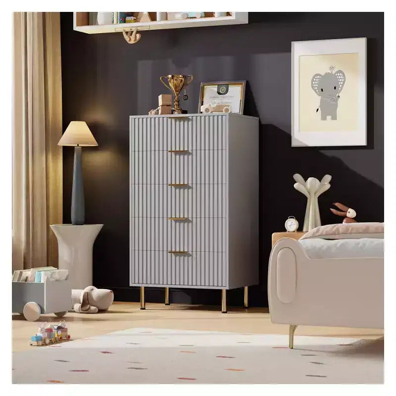 Fluted Drawer Storage Dresser, Chest with Ample Deep Drawers and Wide Top, Dresser for Bedroom