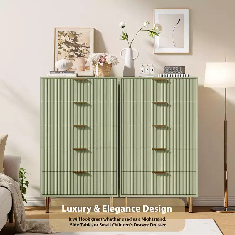 Fluted Drawer Storage Dresser, Chest with Ample Deep Drawers and Wide Top, Dresser for Bedroom