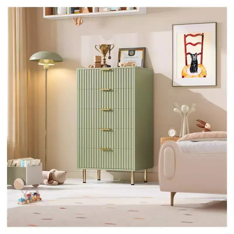 Fluted Drawer Storage Dresser, Chest with Ample Deep Drawers and Wide Top, Dresser for Bedroom