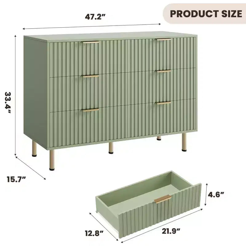 Fluted Drawer Storage Dresser, Chest with Ample Deep Drawers and Wide Top, Dresser for Bedroom