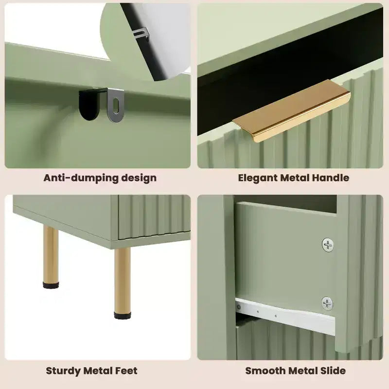 Fluted Drawer Storage Dresser, Chest with Ample Deep Drawers and Wide Top, Dresser for Bedroom