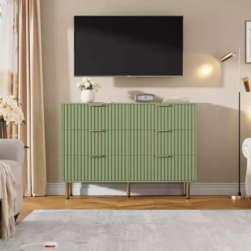 Fluted Drawer Storage Dresser, Chest with Ample Deep Drawers and Wide Top, Dresser for Bedroom