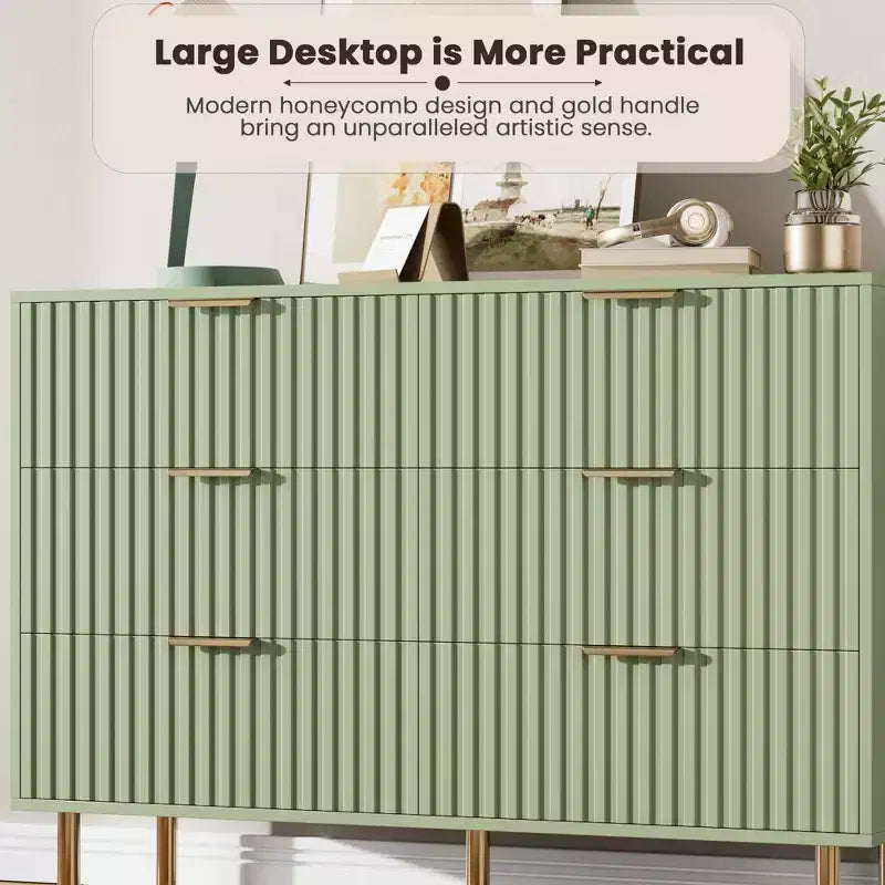 Fluted Drawer Storage Dresser, Chest with Ample Deep Drawers and Wide Top, Dresser for Bedroom