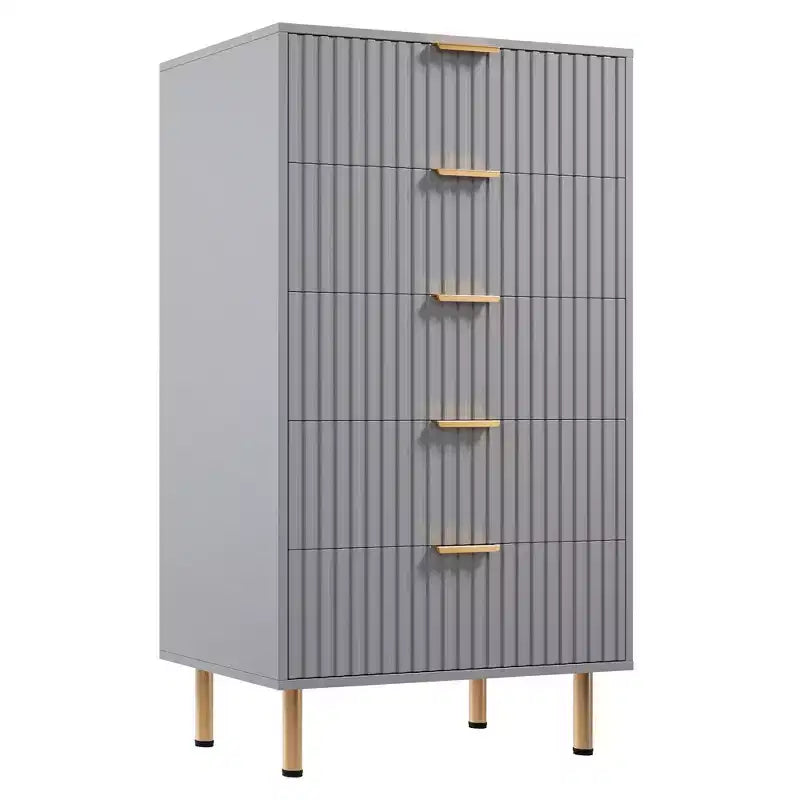 Fluted Drawer Storage Dresser, Chest with Ample Deep Drawers and Wide Top, Dresser for Bedroom