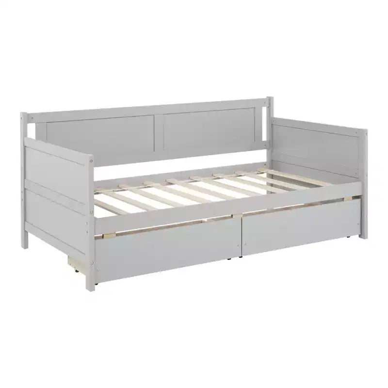 MATEERTY Twin Size Pine Wood with Storage Drawers Gray