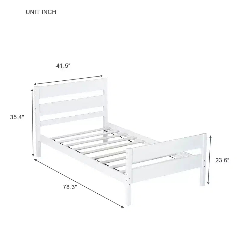 MATEERTY Twin Bed with Headboard White