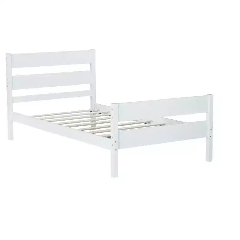 MATEERTY Twin Bed with Headboard White
