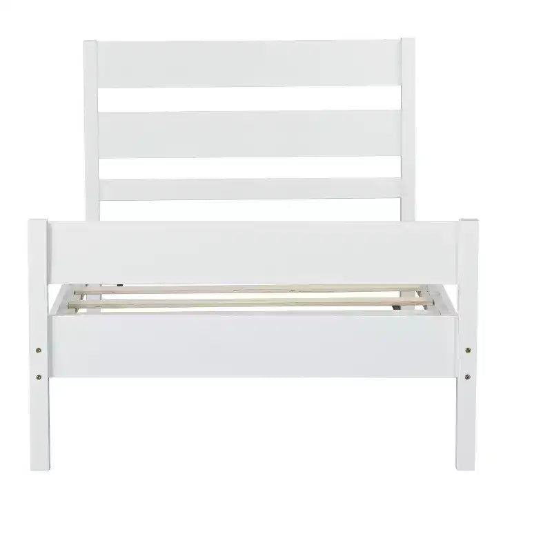 MATEERTY Twin Bed with Headboard White