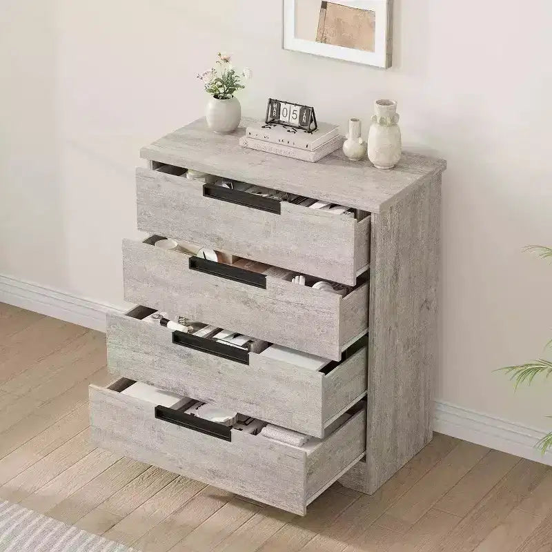 Acekool 4-Drawer Dresser - Modern Gray Storage with Sleek Design