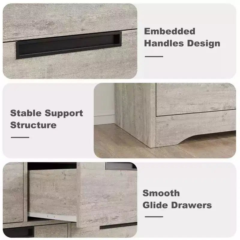 Acekool 4-Drawer Dresser - Modern Gray Storage with Sleek Design