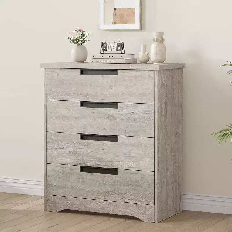 Acekool 4-Drawer Dresser - Modern Gray Storage with Sleek Design