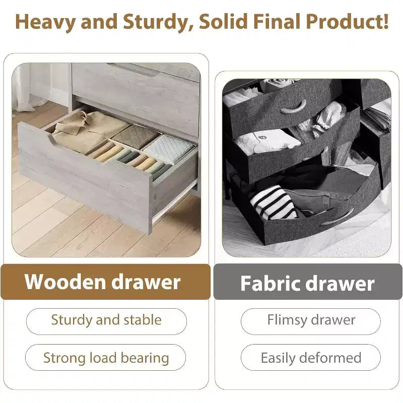 DobleePy 47.2 Ash Grey 6-Drawer Dresser, Freestanding Vertical Storage Cabinet for Bedroom, Closet, Living Room, Entryway