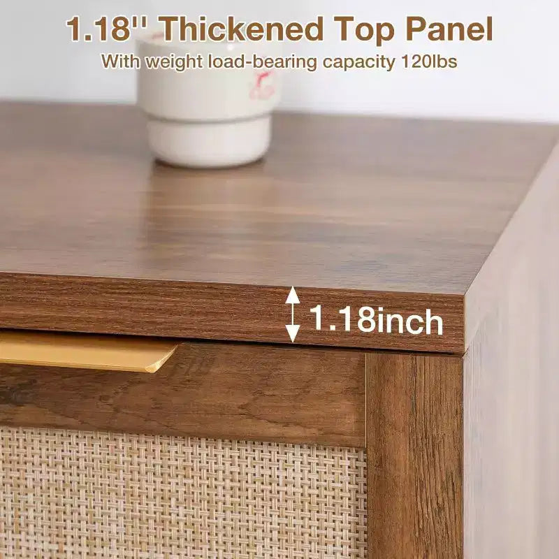 Hommpa 55 4-Door Rattan Buffet Sideboard Cabinet Multipurpose Dining Room Organizer
