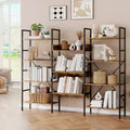 GustoWave 4 Tier Bookcases, Triple Wide Industrial Bookshelf, Steel Bookshelf, Display Storage Bookshelves for Living Room, Bedroom, Home, Office
